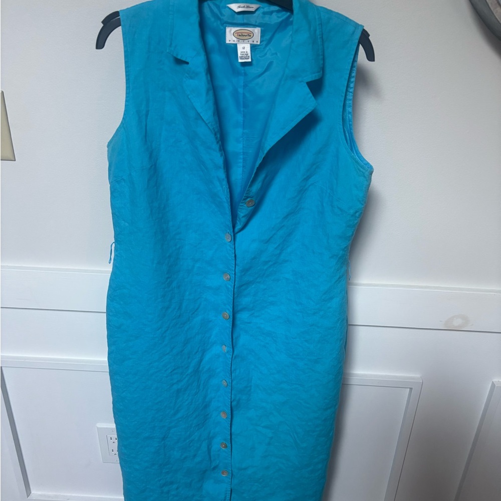 Talbots Aqua Blue Irish Linen dress petite